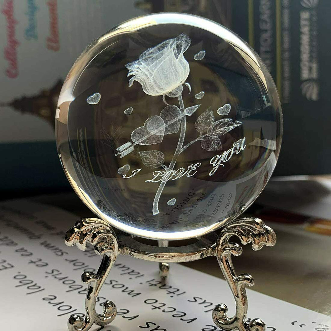 HDCRYSTALGIFTS - Sfera di Cristallo da 60 mm, con Supporto per Fiori Style*3