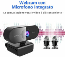 Carica l'immagine nel visualizzatore di Gallery, Webcam USB Full HD 1080P con microfono, Ideale per videochiamate didattica Nero
