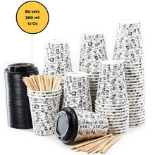 Carica l&#39;immagine nel visualizzatore di Gallery, 80 Bicchieri Carta per Prendere il Caffè – Tazza con Coperchio di 12 80 Sets