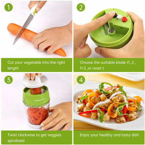 MENNYO Taglia Verdure a Spaghetti, 4 in 1 Spiralizzatore di Affetta...