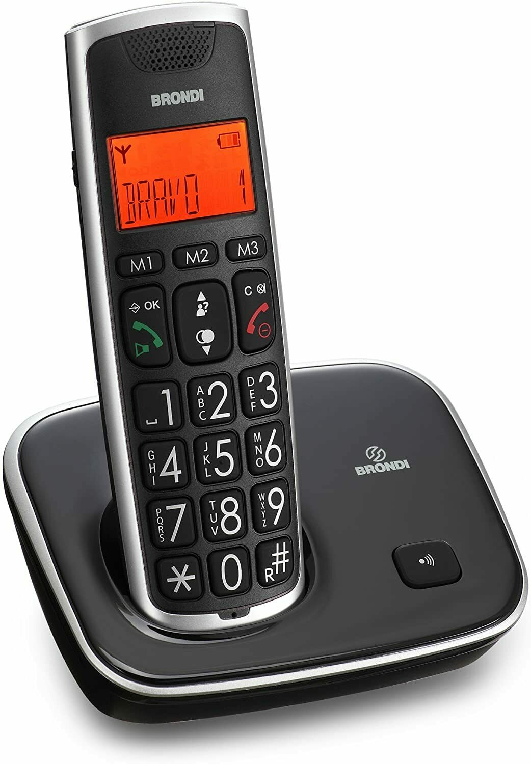 Telefono Cordless Brondi Bravo Gold 2, Vivavoce ad alto volume, Ampio display
