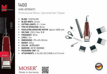 Carica l'immagine nel visualizzatore di Gallery, Moser 1400-0278 Tagliacapelli Professionale a Rete con Accessori