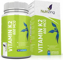 Carica l'immagine nel visualizzatore di Gallery, Vitamina K2 MK7 600mcg Alta Resistenza - A base di Natto nutrizing 90 capsule