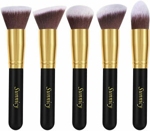 10 Pennelli Professionali da trucco con Setole di alta qualità, + spugnetta