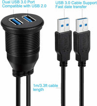 Carica l'immagine nel visualizzatore di Gallery, Pannello di montaggio a filo con cavo USB da 1 m, dual USB 3.0, per cruscotto