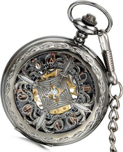Carica l'immagine nel visualizzatore di Gallery, Lancardo Orologio da tasca per uomo in movimento meccanico con quadrante...