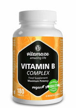 Carica l'immagine nel visualizzatore di Gallery, Vitamina B Complex alto dosaggio vegane 180 compresse 6 mesi di assunzione B1...