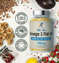 Carica l'immagine nel visualizzatore di Gallery, Omega 3 Olio di Pesce 2000mg 365 Gel Morbido Capsule da Rite-Flex Grassi Acidi