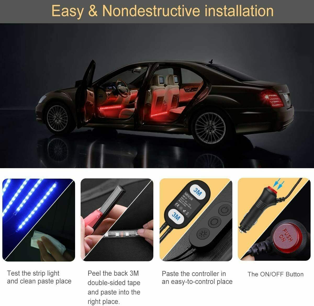 Weinsamkeit Striscia LED Auto Interni, RGB Illuminazione Ambientale Auto Acrilica con 3 Metodi di Controllo Luci Decorative Flessibili Luce di Atmosfera USB Neon Luce di Musica Striscia per Auto Case Weinsamkeit Striscia LED Auto Interni, RGB Illuminazione Ambientale Auto Acrilica con 3 Metodi di Controllo Luci Decorative Flessibili Luce di Atmosfera USB Neon Luce di Musica Striscia per Auto Case