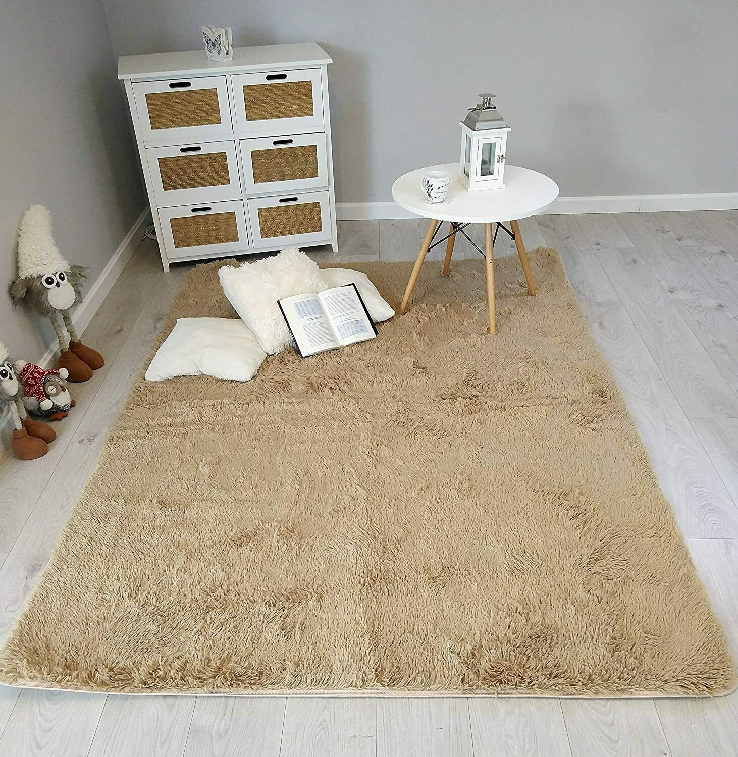 tappeto peloso soggiorno - grandi dimensioni salotto 100 x 160 cm, Bei –