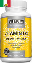 Carica l&#39;immagine nel visualizzatore di Gallery, VISPURA Vitamina D3 20000UI Alto Dosaggio 180 Compresse Pura Vitamina D3