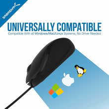 Carica l&#39;immagine nel visualizzatore di Gallery, Mini Mouse da portatile Viaggio USB Sabrent con cavo retrattile, 1200 DPI, Nero