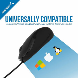 Mini Mouse da portatile Viaggio USB Sabrent con cavo retrattile, 1200 DPI, Nero