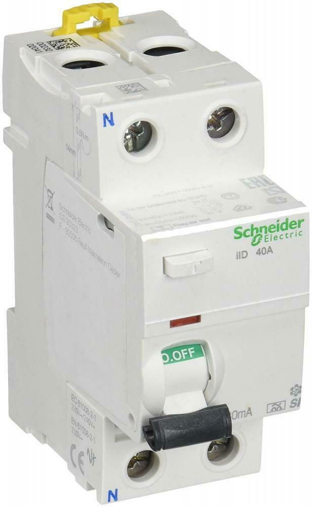 Schneider A9R61240, Interruttore differenziale 2P 40A 30mA, Bianco