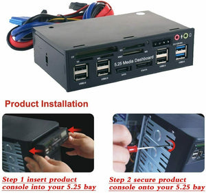 Hub USB 3.0 da 3.5'', Pannello Frontale Porte USB 3.0 SATA e lettore schede