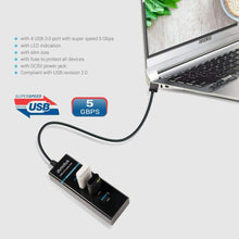 Carica l&#39;immagine nel visualizzatore di Gallery, Hub con 4 porte USB 3.0 super speed 5 GBps, Attacco USB e USB C, Lettore dati