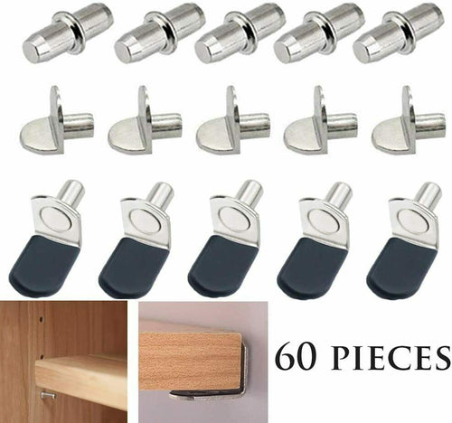 Nuluxi Argento Perni di Supporto per Mensola Armadio Perni di Supporto, 60 Pz
