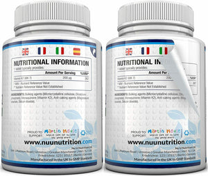 Vitamina K2 MK-7 200 mcg | 365 Compresse | Scorta Per 1 Anno | Vegan | NO OGM