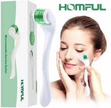 Carica l'immagine nel visualizzatore di Gallery, Derma roller per trattamento pelle del viso e cute, 540 aghi in titanio da 0.5mm