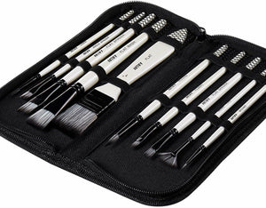 Artify - Set di 10 pennelli con custodia per il trasporto, per pittura acrilica