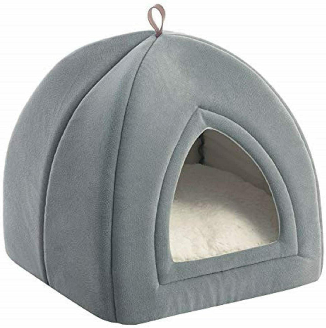 Bedsure Cuccia Gatto Chiusa Interno - Nicchia per Gatti Morbido 2+1 Grigio