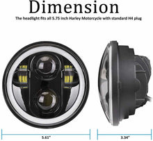 Carica l'immagine nel visualizzatore di Gallery, Faro Anteriore LED per moto, Occhio di angelo compatibile per Harley 5.75", Nero