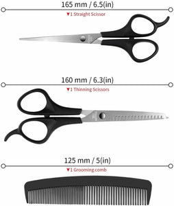 Set di forbici per tagliare e sfoltire capelli in acciaio inox, Kit completo set
