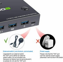 Carica l&#39;immagine nel visualizzatore di Gallery, AIMOS Switch HDMI KVM 2 Porte USB Commutatore Supporto 4K @ 30Hz, Tasto di...
