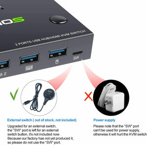 AIMOS Switch HDMI KVM 2 Porte USB Commutatore Supporto 4K @ 30Hz, Tasto di...