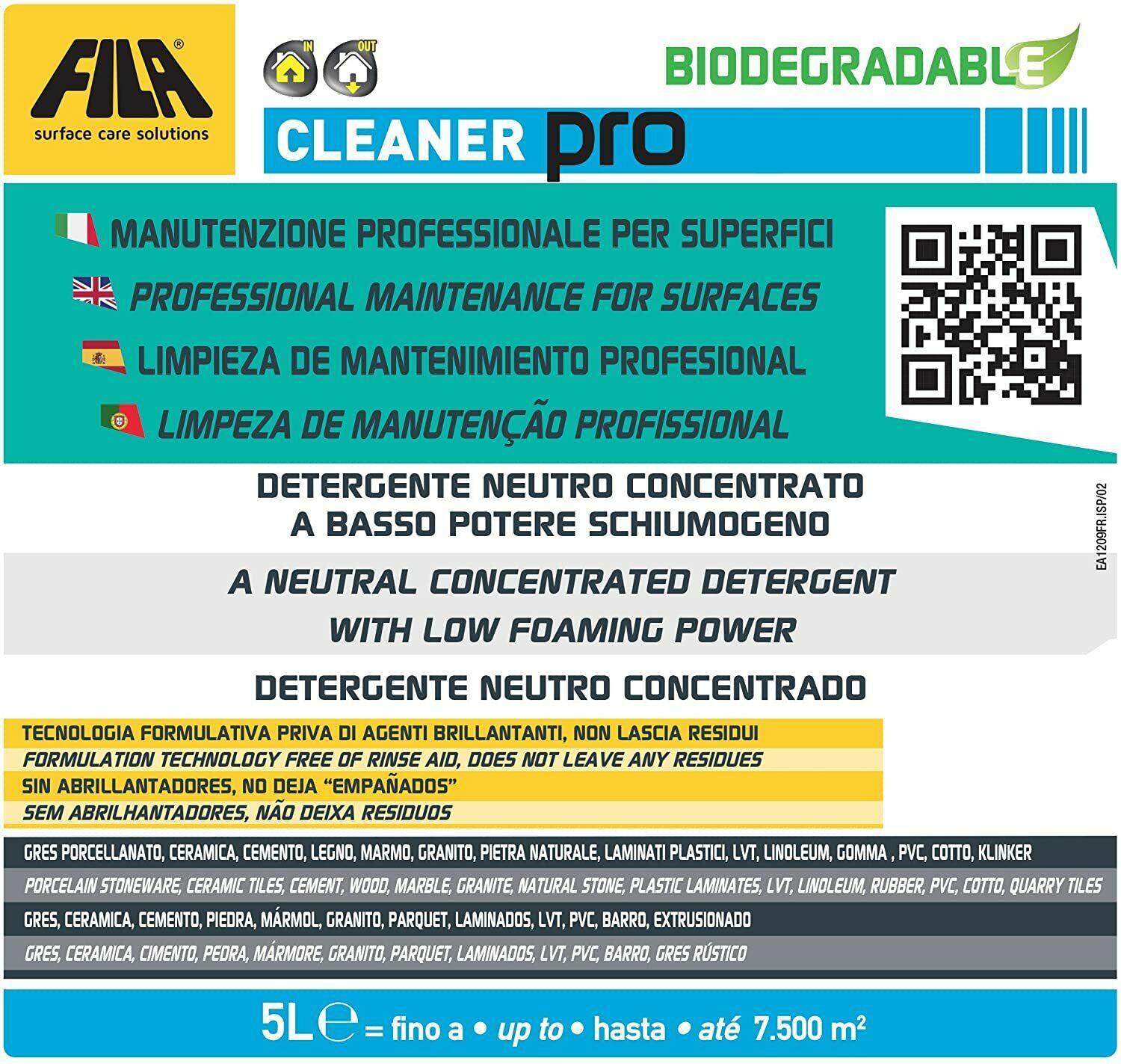 Fila cleaner detergente universale per pavimenti da 5 litri