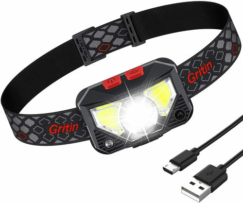 Lampada Frontale Ricaricabile con USB, Impermeabile LED regolabile, Torcia Sport