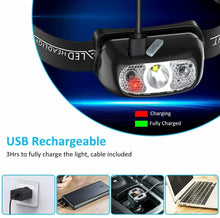 Carica l'immagine nel visualizzatore di Gallery, Lampada frontale con luce LED, Batteria integrata ricaricabile USB da 1000 mAh