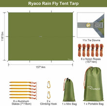 Carica l&#39;immagine nel visualizzatore di Gallery, Tenda da campeggio parasole da 3 x 4 m in nylon, Protezione UV e pioggia, Verde