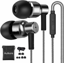 Carica l&#39;immagine nel visualizzatore di Gallery, Cuffie in ear con microfono integrato, Auricolari con bassi potenti, 3.5 mm Nero