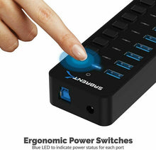 Carica l'immagine nel visualizzatore di Gallery, Sabrent Hub USB 3.0 10 Porte 60W con Singoli Interruttori di 10 Port