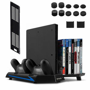 Supporto verticale per PS4 Slim/PS4 Con Ventilatore e base di ricarica