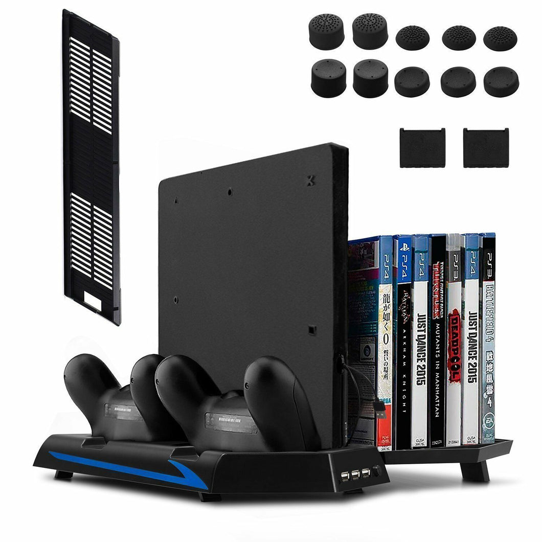 Supporto verticale per PS4 Slim/PS4 Con Ventilatore e base di ricarica