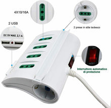 Carica l&#39;immagine nel visualizzatore di Gallery, Extrastar Multipresa da Scrivania/Tavolo con 2 Presa 6 Prese -2 USB, Bianco