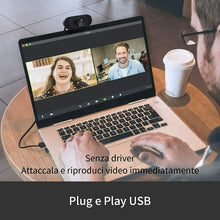 Carica l'immagine nel visualizzatore di Gallery, Webcam per laptop 1080P con microfono, Correzione automatico della luce, Nero