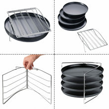 Carica l'immagine nel visualizzatore di Gallery, 4 x Teglie per pizza al forno da 28 cm con rivestimento in Teflon, Cornice stand