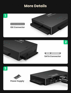 Adattatore per HDD SSD esterni da 2.5" e 3.5", Attacco SATA IDE USB 3.0, DC 12 V