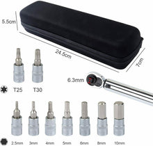 Carica l&#39;immagine nel visualizzatore di Gallery, Set Chiave Dinamometrica Crichetto 1/4&quot; Chiave a brugola Torx T 25 30, 1.25 Nm