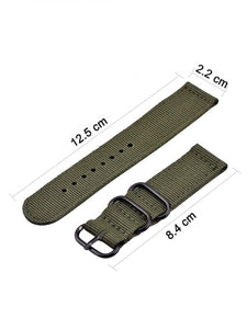 2 pezzi di ricambio in nylon cinturini orologi, verde militare e nero 22 mm