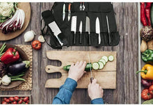 Carica l'immagine nel visualizzatore di Gallery, HANSHI Heavy Duty Utility 17 Slot Chef Knife Roll Bag Portable Nero