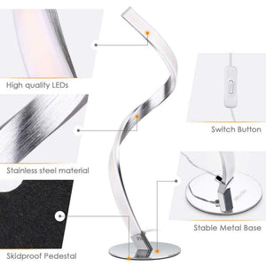 Lampada da tavolo moderna a spirale, lampada da tavolo a LED con 3 opzioni di colore, lampada a LED, lampada da comodino | Leroy Merlin