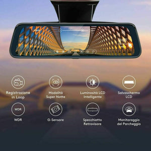 Dash Cam Specchietto ThiEYE Carview2 10" Touchscreen Telecamera per Auto...