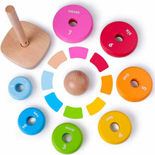 Carica l'immagine nel visualizzatore di Gallery, Gioco in legno per bambini, Anelli impilabili per educazione Colorato Prescolare