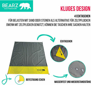 BEARZ Outdoor Coperta da Picnic Impermeabile, Telo PIC Nic Giallo Brillante