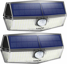 Carica l'immagine nel visualizzatore di Gallery, 2 x Luci solari per esterno con sensore di movimento e pannello solare, IPX7 200