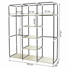 Carica l'immagine nel visualizzatore di Gallery, Armadio Cabina Guardaroba Appendiabiti In Acciaio e Tessuto 175 x 150 x 45cm